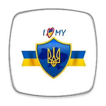 J’aime mon pays, l’Ukraine, t-shirt - Magnet carré - blanc - Devant