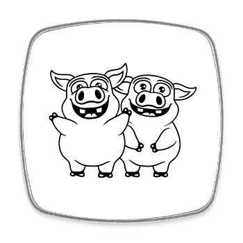 Friends team funny pigs - Square fridge magnet - white - Front
