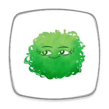 Little Pelota Monster n°4 – green - Square fridge magnet - white - Front