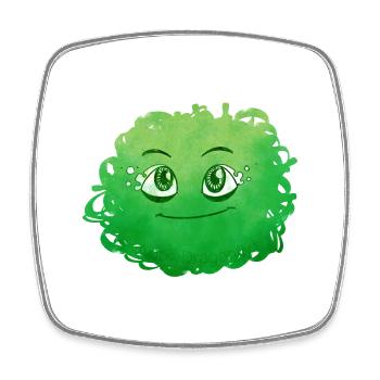 Little Pelota Monster n°8 – green - Square fridge magnet - white - Front
