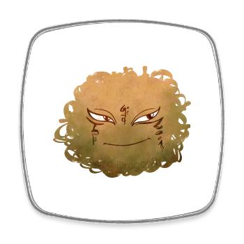 Petit Monstre pelote n°9 – jaune - Magnet carré - blanc - Devant