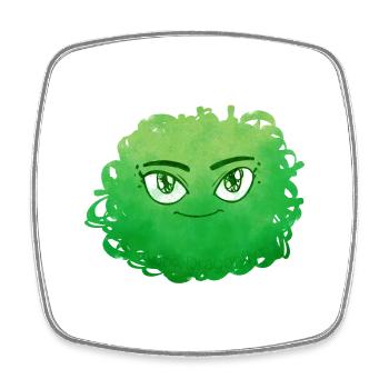 Little Pelota Monster n°6 – green - Square fridge magnet - white - Front