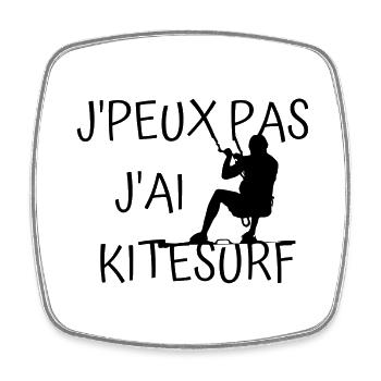 Je peux pas j'ai kitesurf - Magnet carré - blanc - Devant
