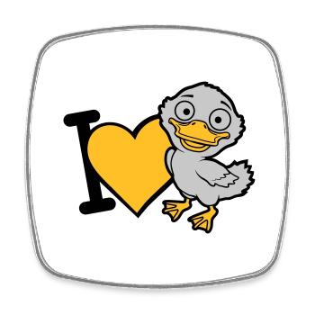 I Love Entenküken Comic - Viereckiger Kühlschrankmagnet - Weiß - Vorne