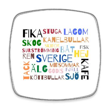 Wörter Sverige - Viereckiger Kühlschrankmagnet - Weiß - Vorne