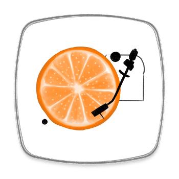 Orange Disk - Square fridge magnet - white - Front