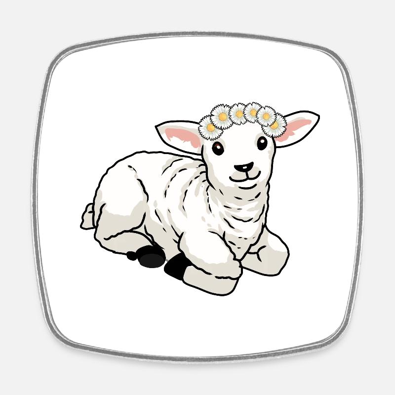 Happy Easter Sheep Lamb Children Baby ungulates Shepherd - Square fridge magnet - white