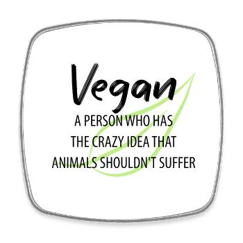 Vegan Veganer Tierschutz Vegetarier Vegetarisch - Viereckiger Kühlschrankmagnet - Weiß - Vorne