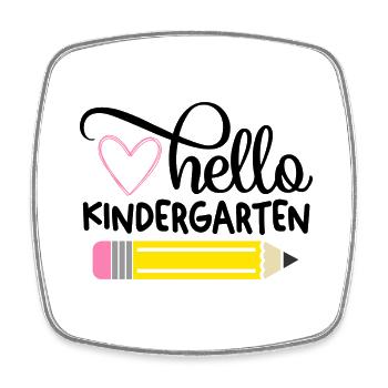 Hello Kindergarten - Square fridge magnet - white - Front