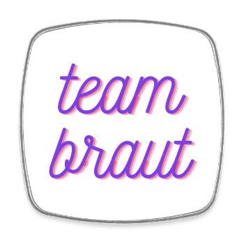 Team Braut - Shirt für Junggesellinnen / Polterer - Viereckiger Kühlschrankmagnet - Weiß - Vorne