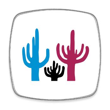 Colorful 3 Cactus Desert - Square fridge magnet - white - Front
