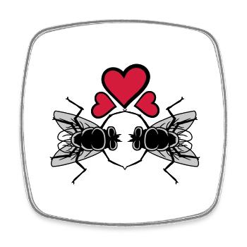 Houseflies in love Couple Hearts - Square fridge magnet - white - Front