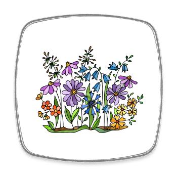Fleur - Magnet carré - blanc - Devant