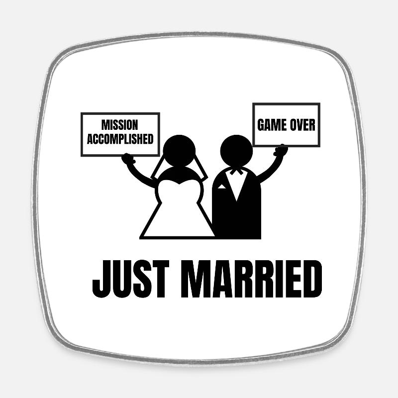 JUST MARRIED - Magnet carré - blanc