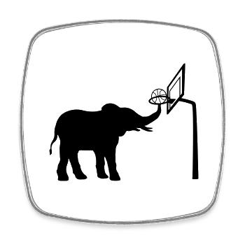 Sport Basketball spielender Elefant - Viereckiger Kühlschrankmagnet - Weiß - Vorne
