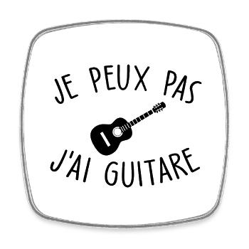 je peux pas j ai guitare - Magnet carré - blanc - Devant
