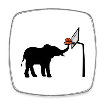 Basketball spielender Elefant Silhouette - Viereckiger Kühlschrankmagnet - Weiß - Vorne