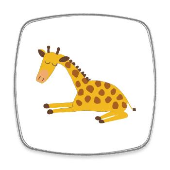 Sleeping Giraffe Illustration Funny Gift - Square fridge magnet - white - Front