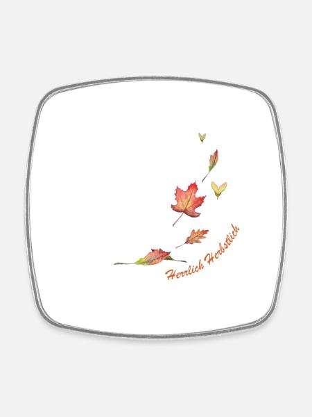 Herbstblaetter mit Text - Viereckiger Kühlschrankmagnet - Weiß