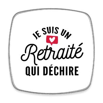 retraité qui déchire / super retraité - Magnet carré - blanc - Devant