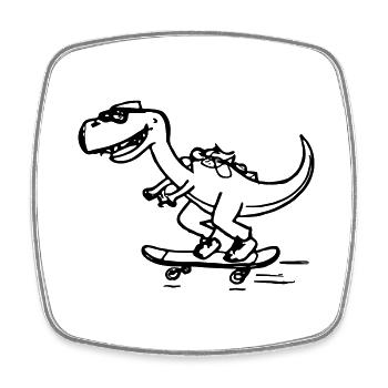 Dinosaur Skateboard Drôle d’idée cadeau - Magnet carré - blanc - Devant