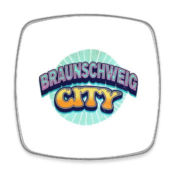 Braunschweig Germany Font Pop Art Comic - Square fridge magnet - white - Front