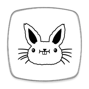 Visage petit lapin kawaii - Magnet carré - blanc - Devant