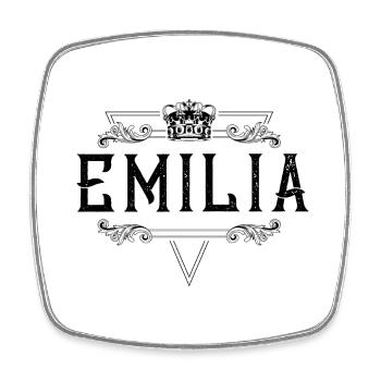 Emilia Name - Viereckiger Kühlschrankmagnet - Weiß - Vorne
