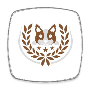 Emblem Lorbeerkranz Hund Design - Viereckiger Kühlschrankmagnet - Weiß - Vorne