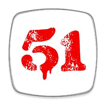 51 Zahl Symbol - Viereckiger Kühlschrankmagnet - Weiß - Vorne