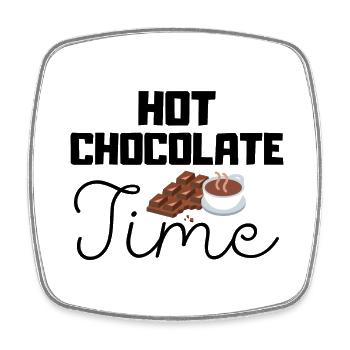 Cute winter quotes - hot chocolate time - Square fridge magnet - white - Front
