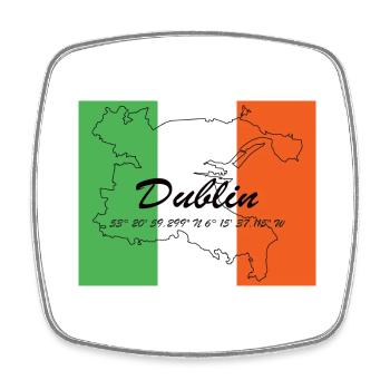 Dublin - Hauptstadt mit GPS & Flagge - Viereckiger Kühlschrankmagnet - Weiß - Vorne