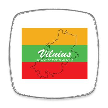 Vilnius - Hauptstadt mit GPS & Flagge - Viereckiger Kühlschrankmagnet - Weiß - Vorne