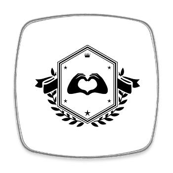 Hände Herz Wappen - Viereckiger Kühlschrankmagnet - Weiß - Vorne