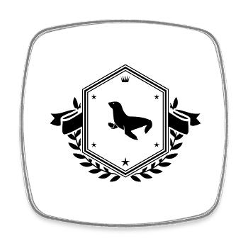 Seehund Wappen - Viereckiger Kühlschrankmagnet - Weiß - Vorne