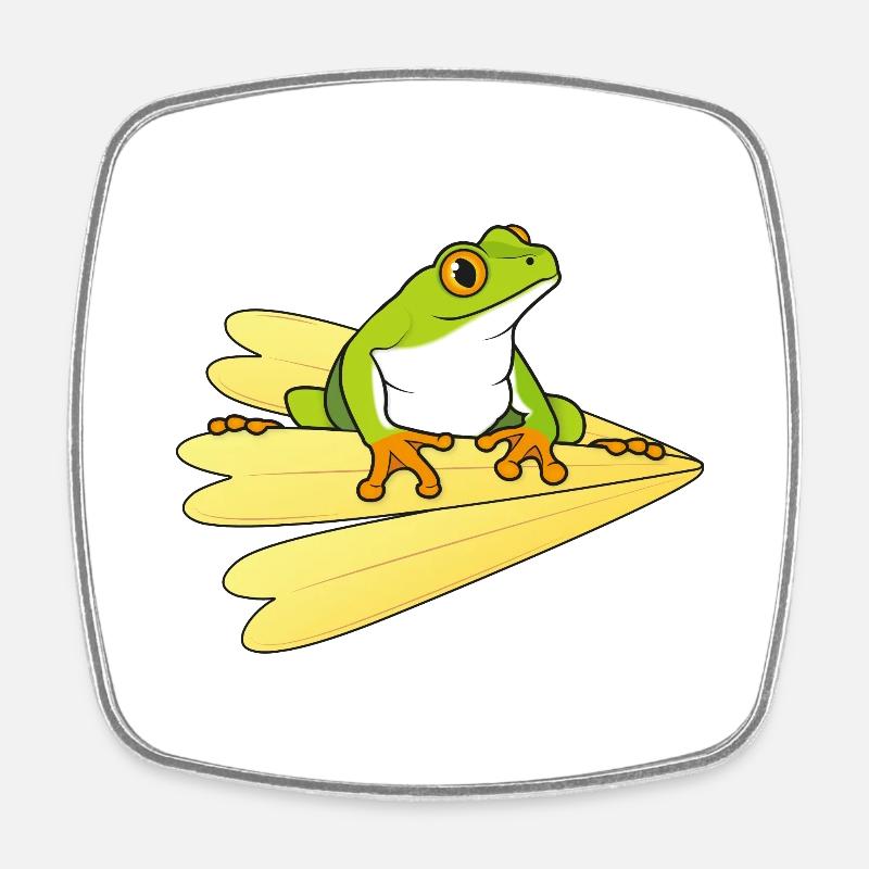 Frog with petals - Square fridge magnet - white
