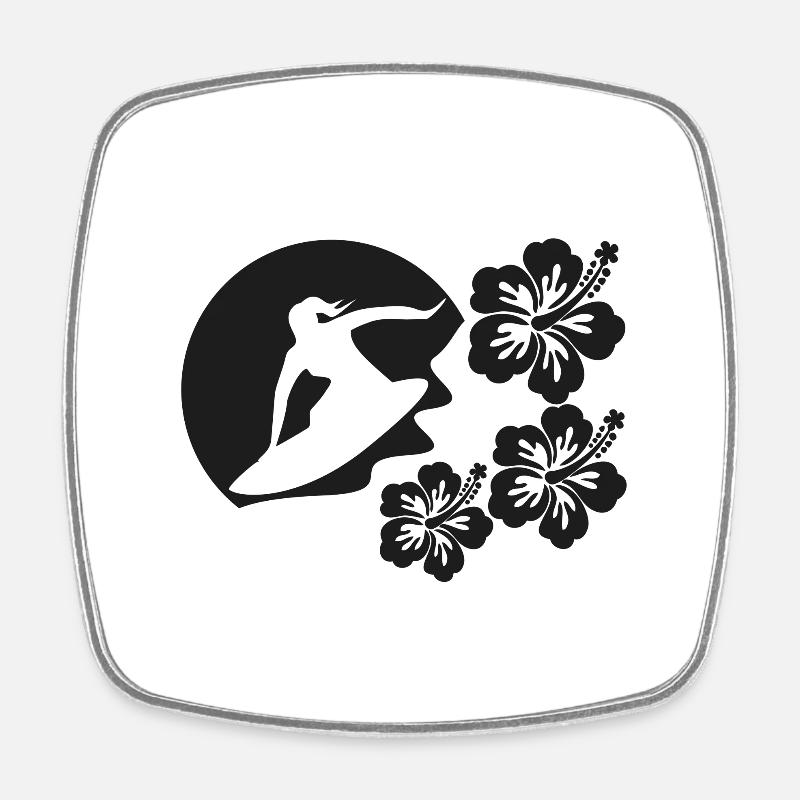 Female surfer - Square fridge magnet - white