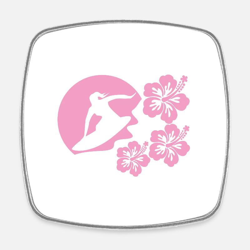 Female Surfer - Square fridge magnet - white