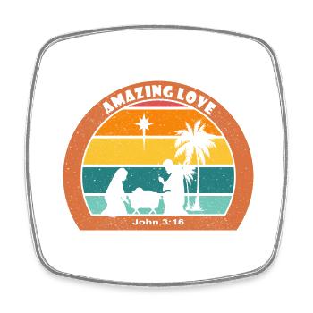 Amazing Love, Christian Nativity Bible Verse - Square fridge magnet - white - Front