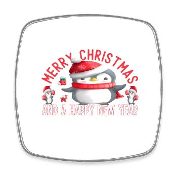 Merry Christmas And a Happy New Year Penguins - Viereckiger Kühlschrankmagnet - Weiß - Vorne