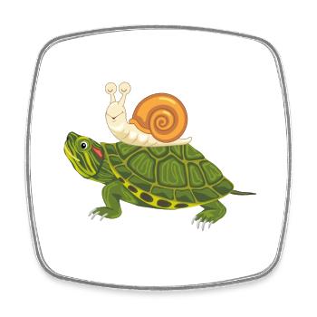Funny happy turtle and snail - Square fridge magnet - white - Front