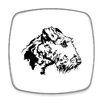 AIREDALE TERRIER Chien Portrait Chien Chiens Wilsigns - Magnet carré - blanc - Devant