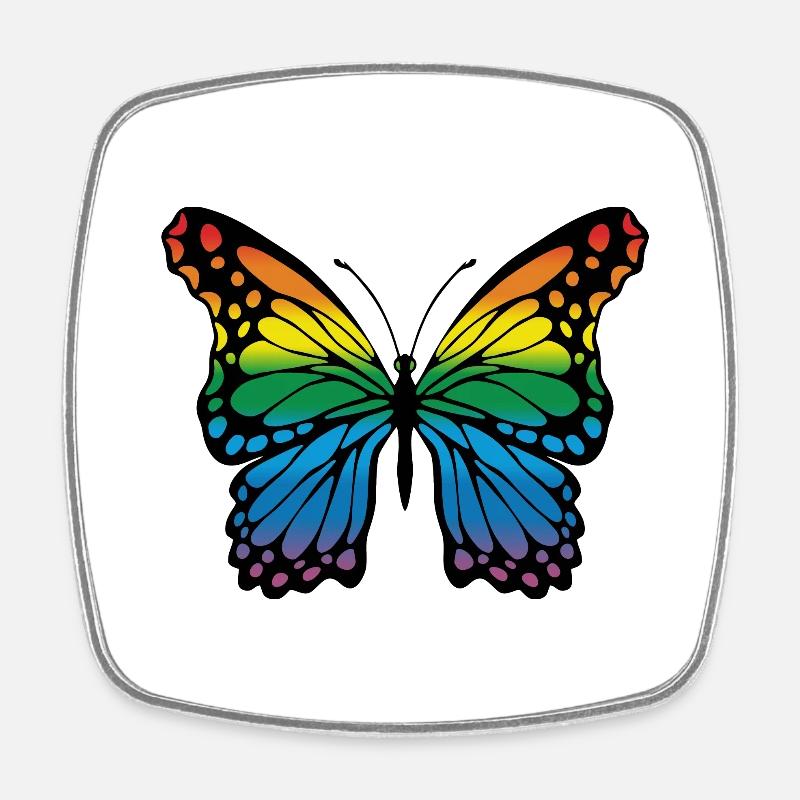 Papillon - Magnet carré - blanc