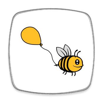 Happy Balloon Bee Comic - Square fridge magnet - white - Front