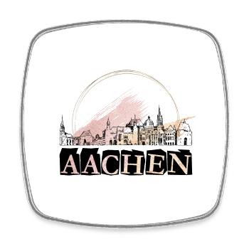 Aachen Deutschland Stadt Skyline Schrift Gold - Viereckiger Kühlschrankmagnet - Weiß - Vorne