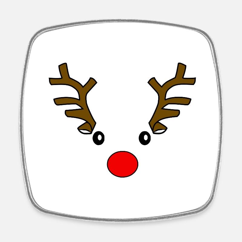 Visage de renne Noël Rudolf - Magnet carré - blanc