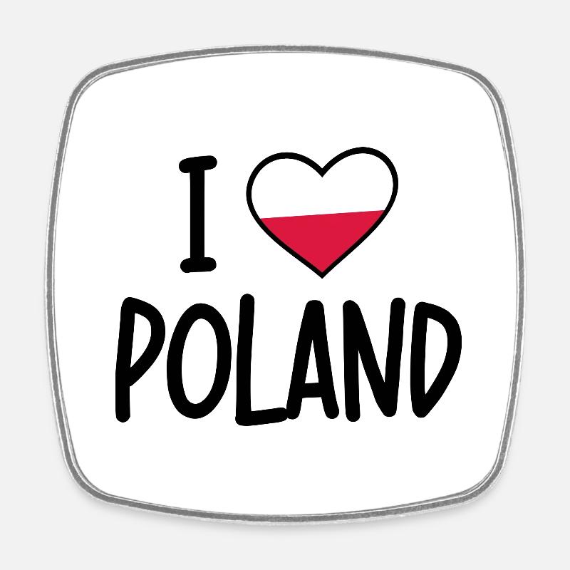 I love Poland - Square fridge magnet - white