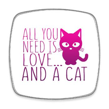 All You Need is Love and a Cat T-Shirt + MORE! - Square fridge magnet - white - Front