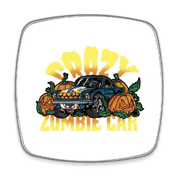 Verrücktes Zombie-Auto halloween Verrücktes Zombie - Viereckiger Kühlschrankmagnet - Weiß - Vorne