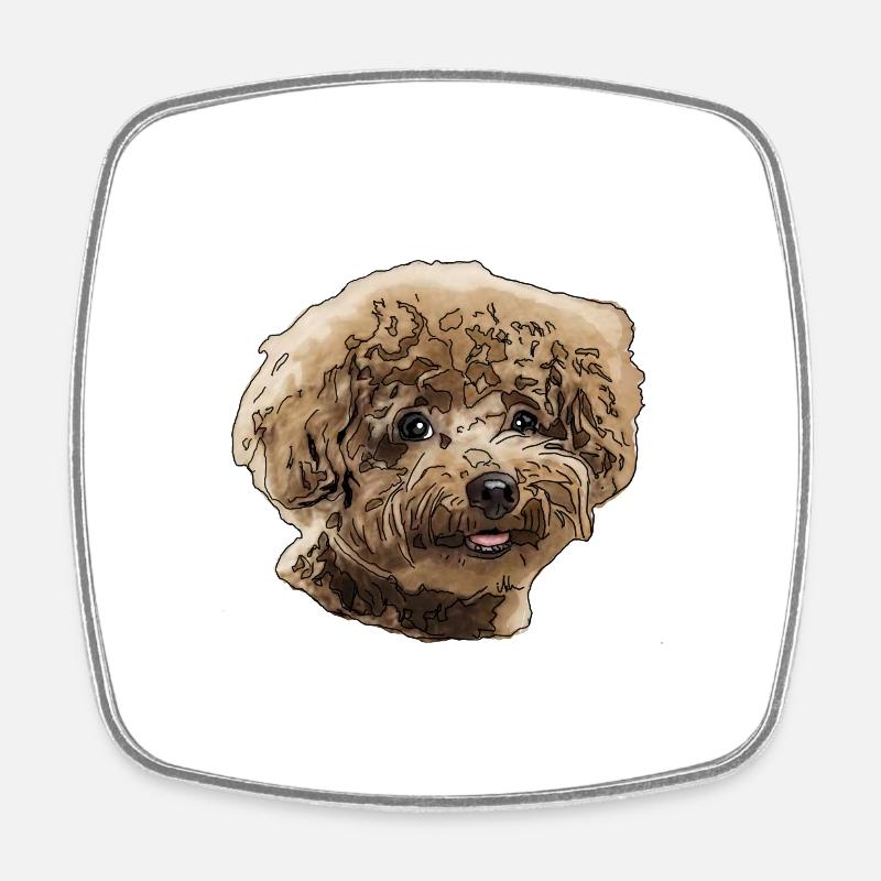 Caniche - Magnet carré - blanc